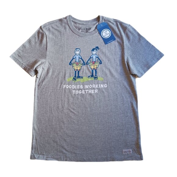 Life Is Good Foodies Working Together Mens Medium T Shirt Gray Short Sleeve - Picture 3 of 8